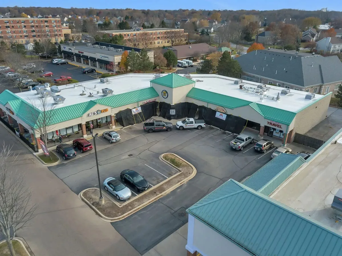 Aerial view of a standing-seam metal roof by Americanstruction