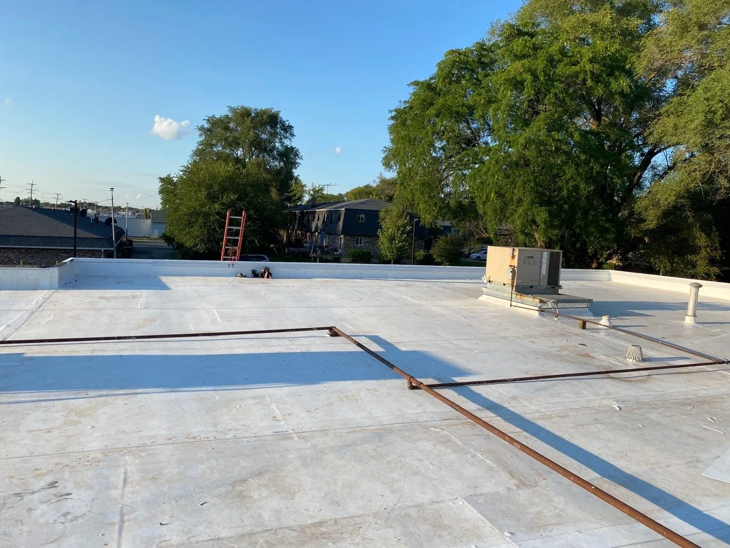 Completed white TPO roof on McHenry IL office building