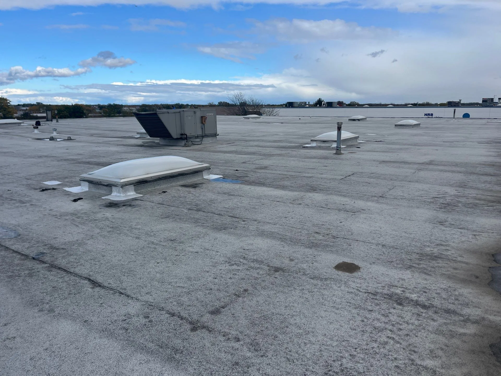 Aged industrial roof in St Charles IL before TPO replacement