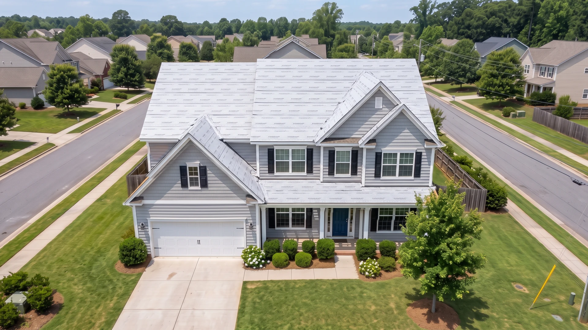 Same home with synthetic underlayment covering the entire roof deck